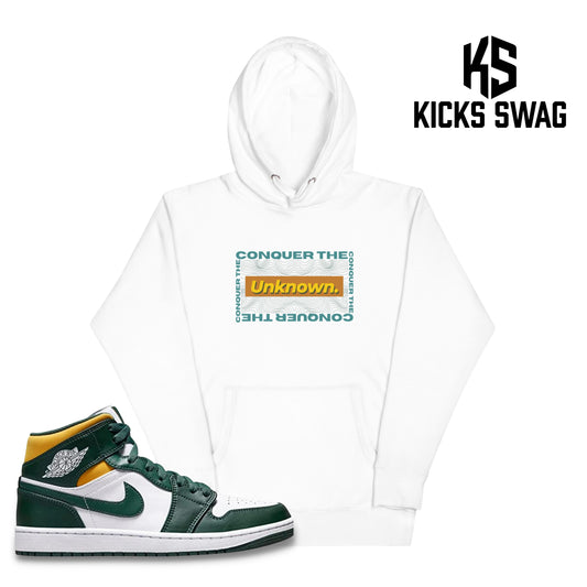 Hoodie - Jordan 1 Mid Noble Green Pollen-White (Conquer the Unknown)