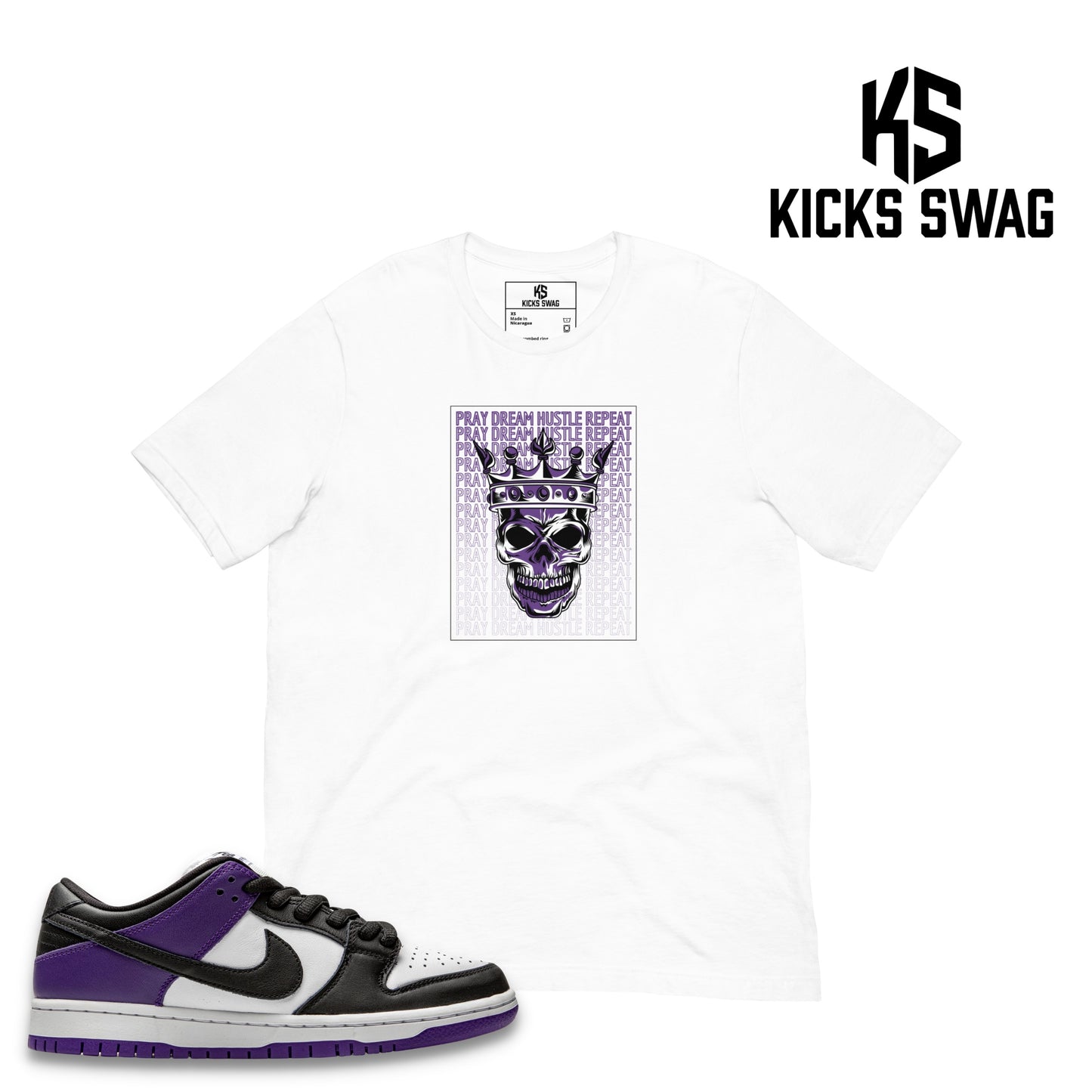 T-Shirt -  Nike SB Dunk Low Court Purple (Pray Dream Hustle Repeat)