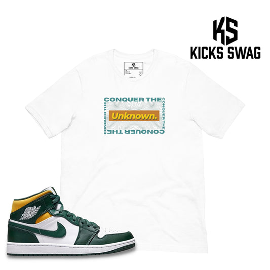 T-shirt - Jordan 1 Mid Noble Green Pollen-White (Conquer the Unknown)